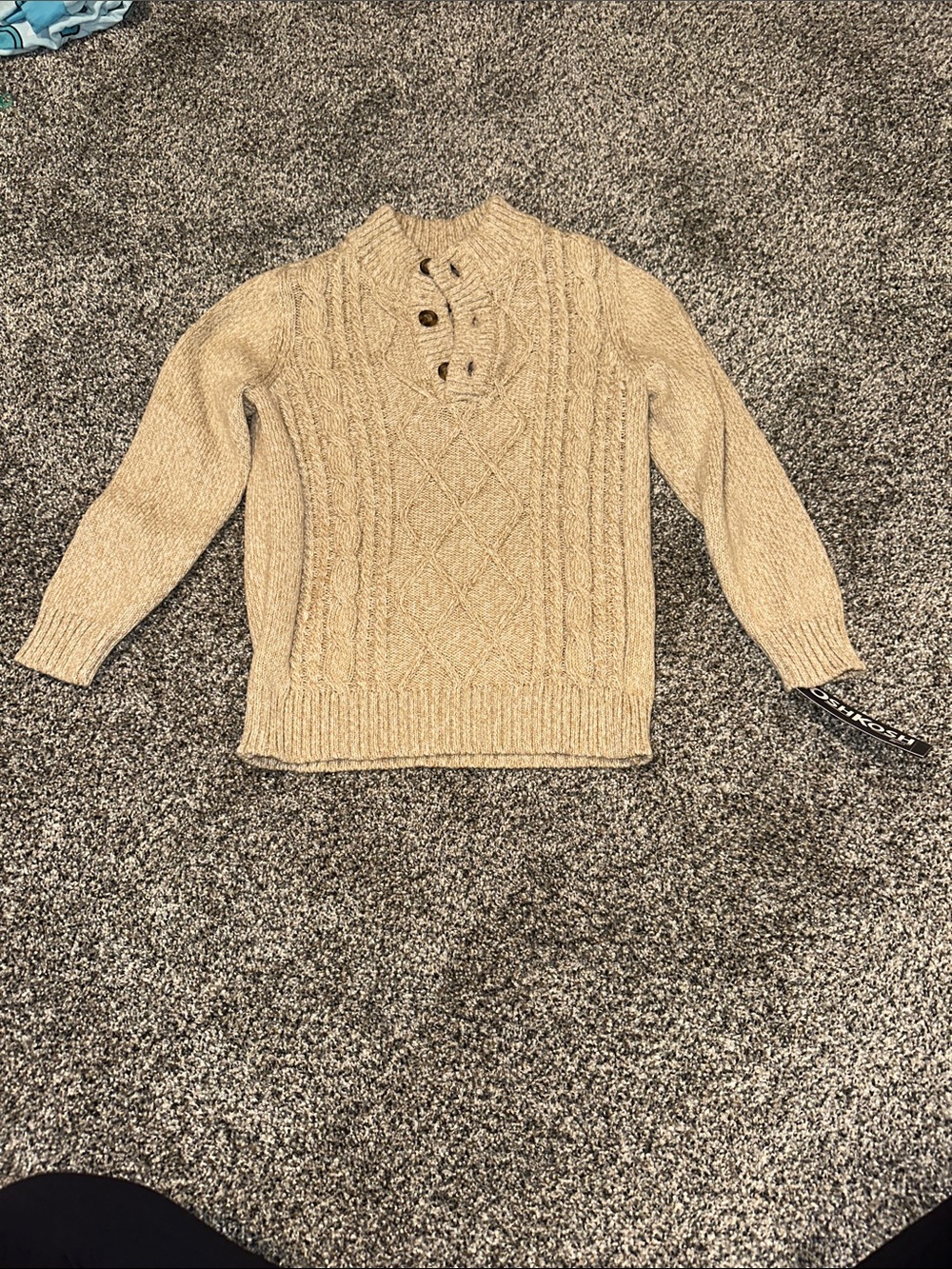 OshKosh B'gosh Cream Cable-Knit Button Mockneck Sweater